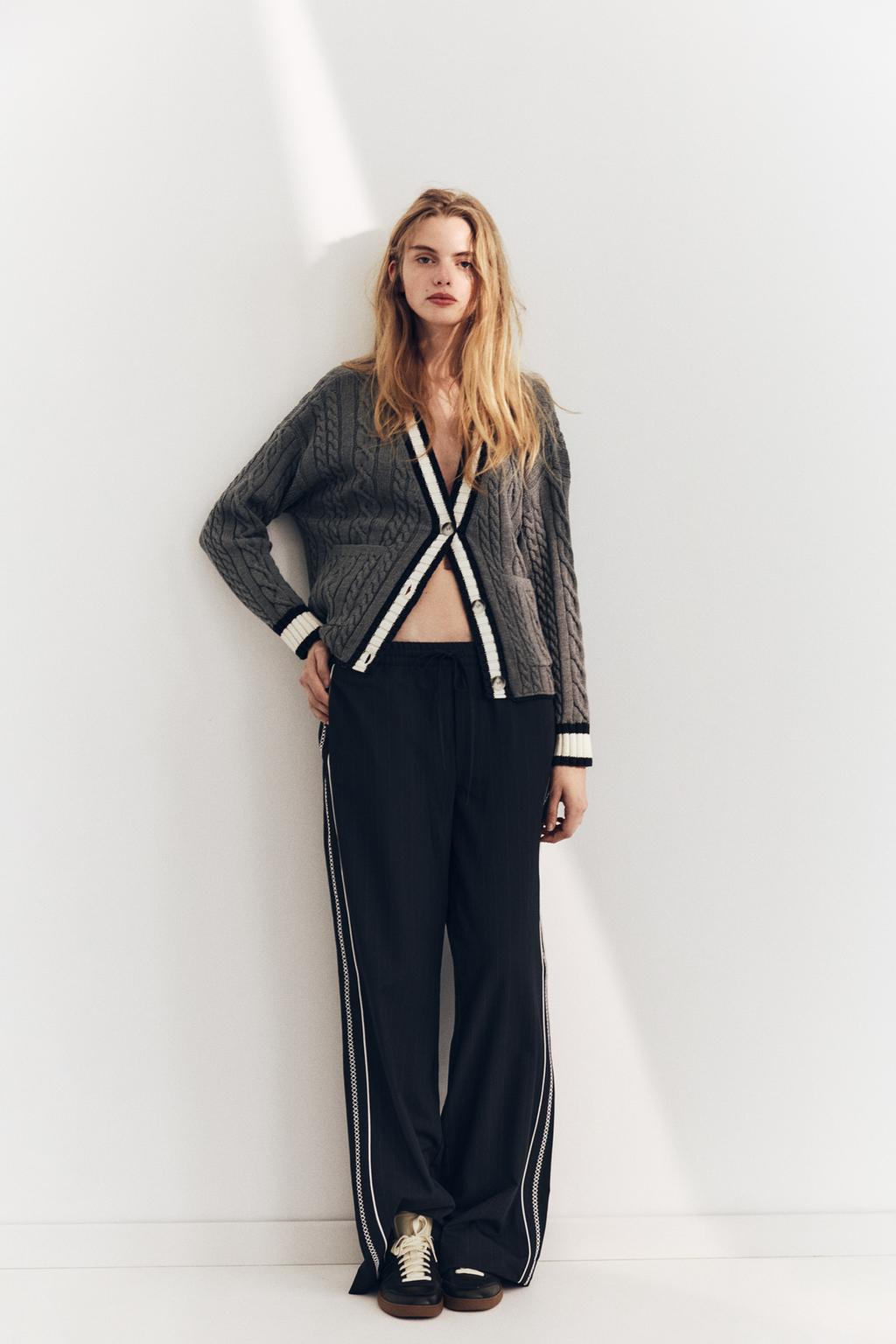 KNIT JACKET WITH PIPED SEAMS