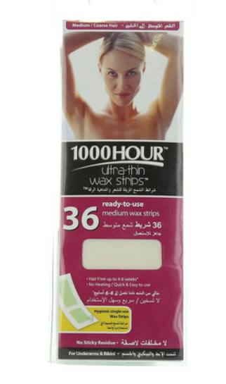 1000 Hour Ultra Thin Medium Wax Strips 36 Piece