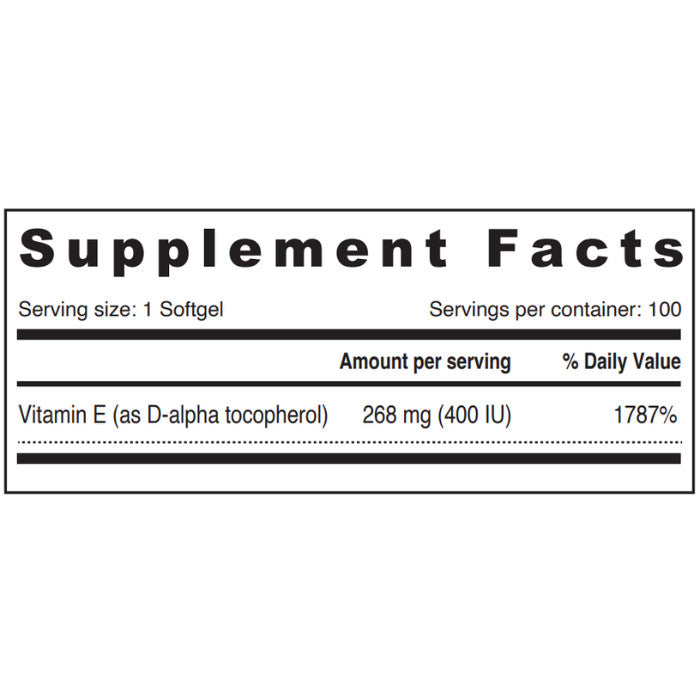 Sunshine Nutrition Natural Vitamin E 400 iu 100 Softgels