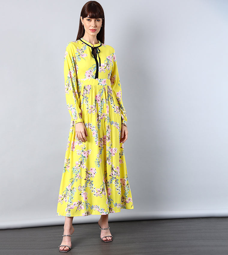 Aila Printed Empire Maxi Dress