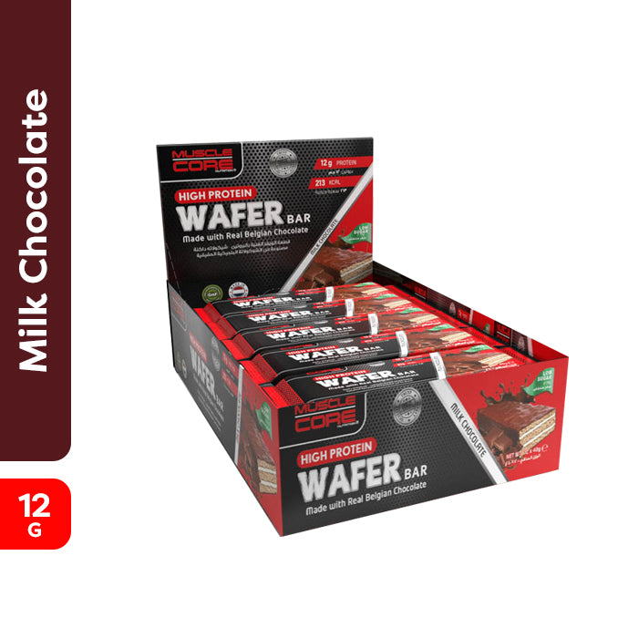 Muscle Core High Protein Wafer Bar Milk Chocolate 40g β Box Of 12 Pieces