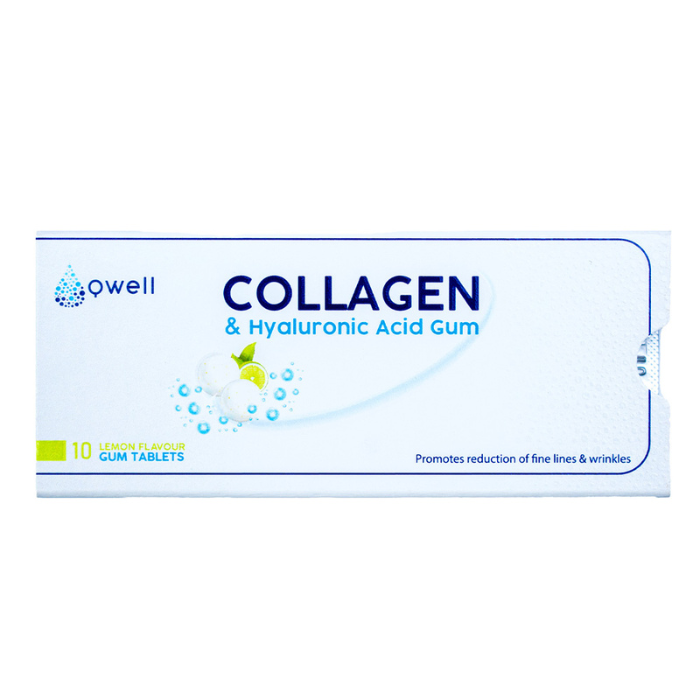 Qwell Collagen & Hyaluronic Acid Lemon Chewing Gum 10s
