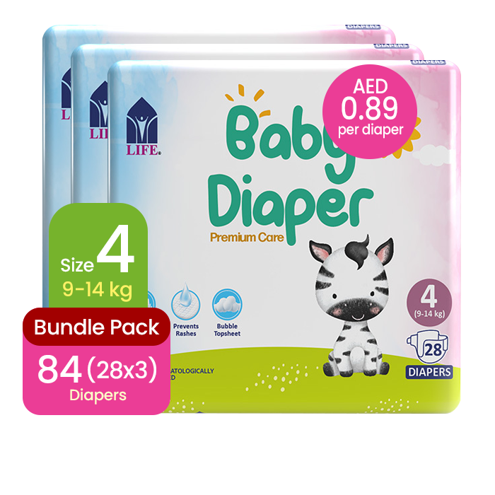 Life Baby Diaper Size 4-Large (9-14KG) 28's ( Bundle of 3)