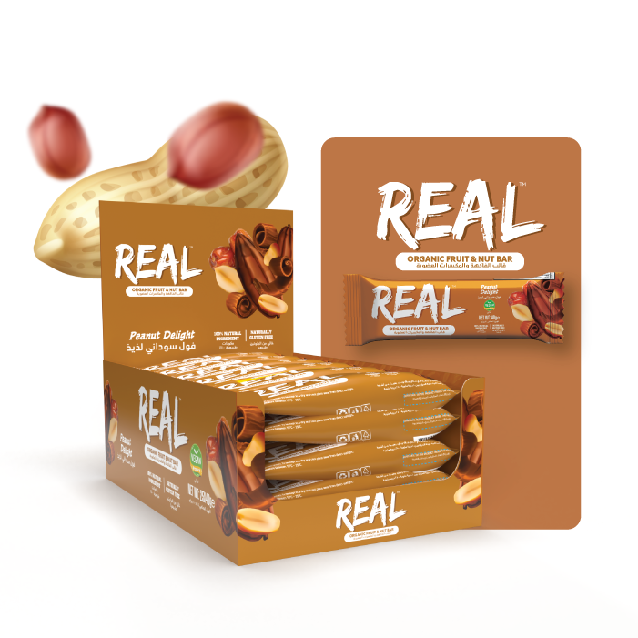 Real Organic Fruit & Nut Bar Peanut Delight 40g - Box of 25 Pcs