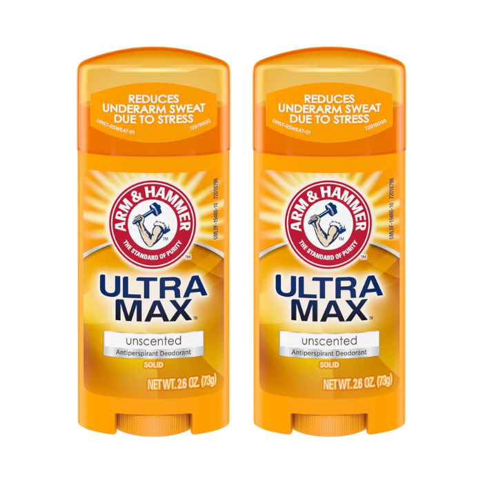 Arm and Hammer Ultra Max Deo Stick Unscented 73g Twin Pack Promo