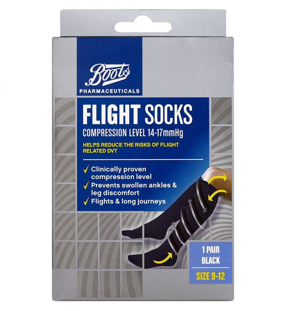Boots Flight Socks (14-17mmHg) Size 9-12- 1 Pair