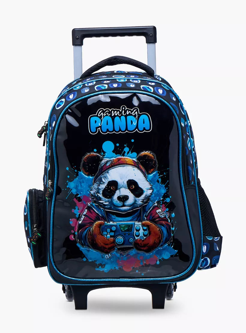 Juniors Animal Print 5-Piece School Trolley Bag Set for Boys 5-8 Years with Lunch Bag and Pencil Pouch