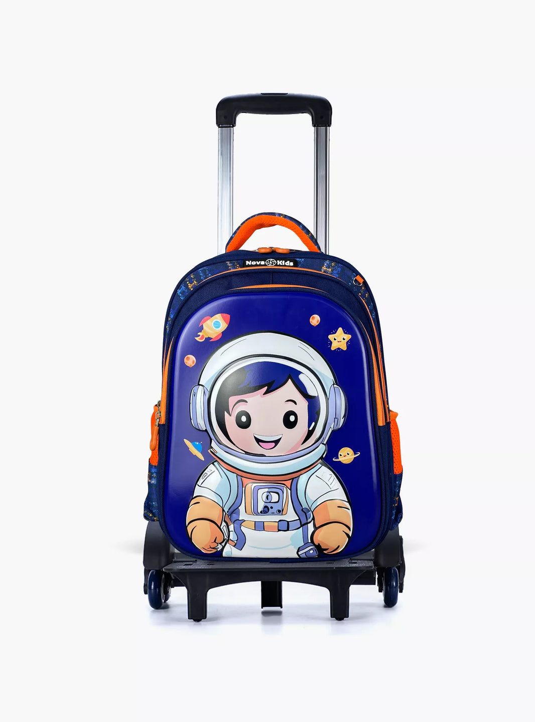 Nova Kids 3D School Bag with Trolley - 16.5 Inch - Astronaut - Blue
