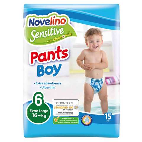 Novelino Sensitive Pants Diapers for Boy Size 6 Large XXL 16+kg 15 Counts