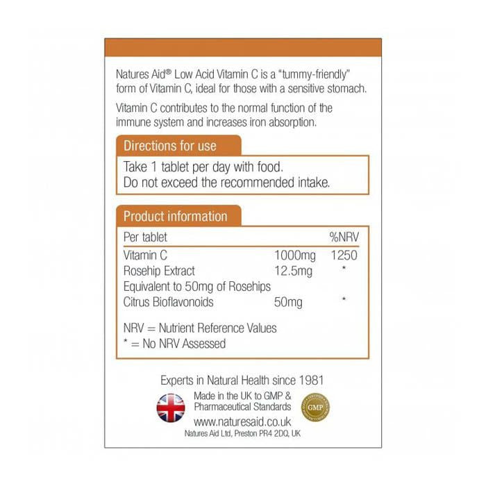 Natures Aid Vitamin C 1000 mg Low Acid Tablets 90's