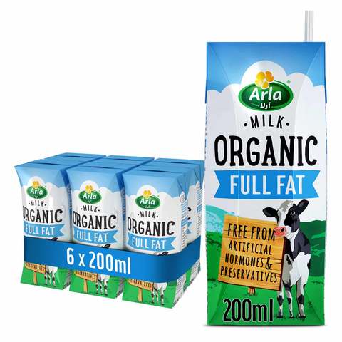 Arla Organic Milk Full Fat 200ml x Pack of 6