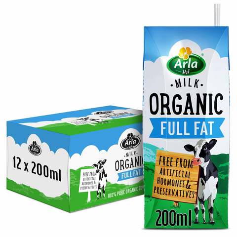 Arla Organic Milk Full Fat 200ml x Pack of 12