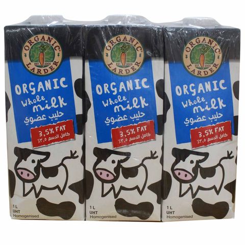 Organic Larder Full Fat Uht Milk 1Lx6