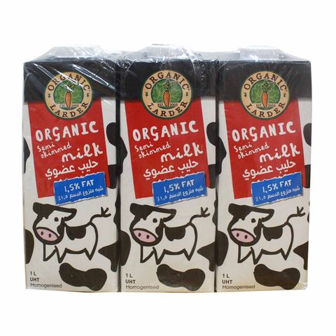 Organic Larder Semi Skim Milk 1Lx6