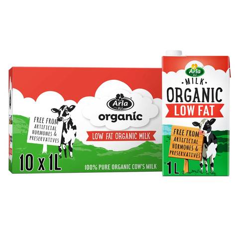 Arla Organic Low Fat Milk 1L x Pack of 10