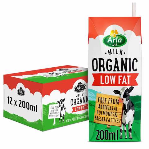 Arla Organic Low Fat Milk 200ml x Pack of 12
