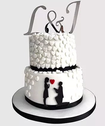 2 Layered Couple In Love Chocolate Cake