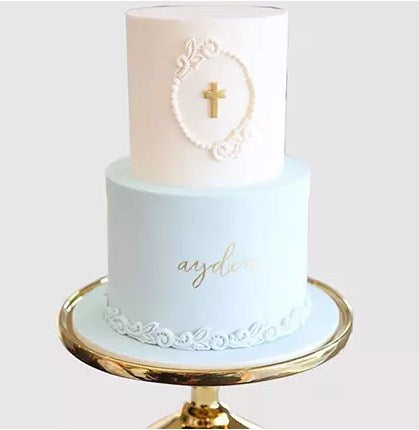 2 Layered Designer Christening Chocolate Cake