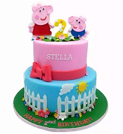 2 Layered Peppa Pig Chocolate Cake
