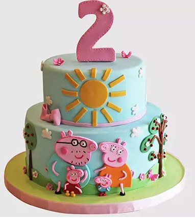 2 Tier Peppa Pig Themed Chocolate Cake