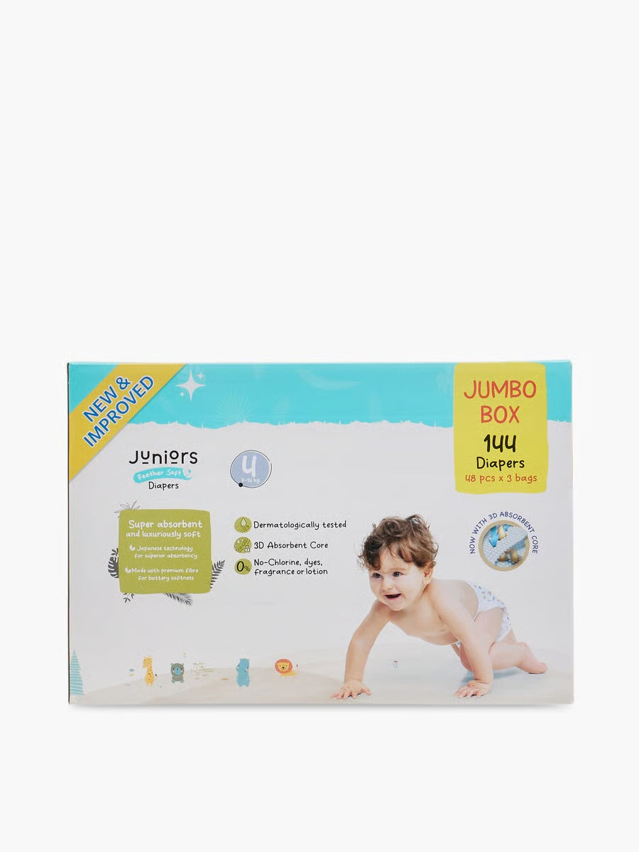 144-Piece Size 3 Tape Style Diapers - Feather Soft Mega Value Pack - 7-14 kg