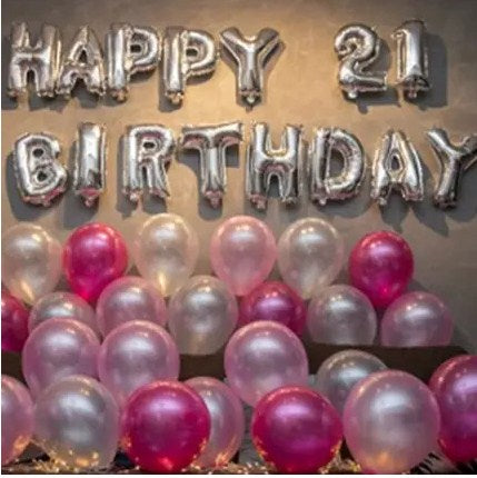 21st Birthday Pink Balloon Decor