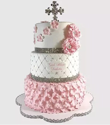 3 Layered Christening Chocolate Cake