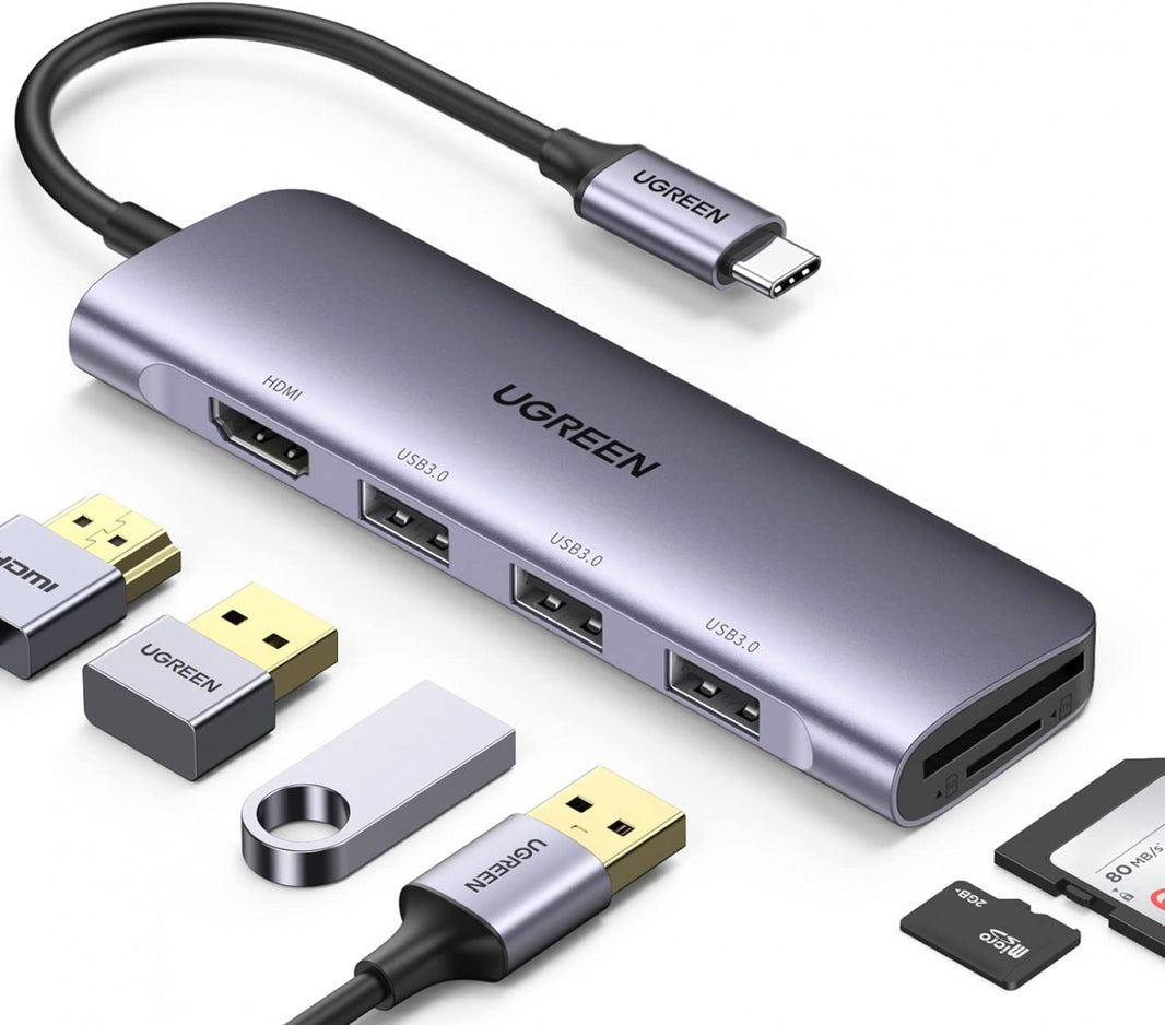 UGREEN Revodok 106 USB C Hub Multiport Adapter 6-in-1 with 4K HDMI, SD/TF Card Reader