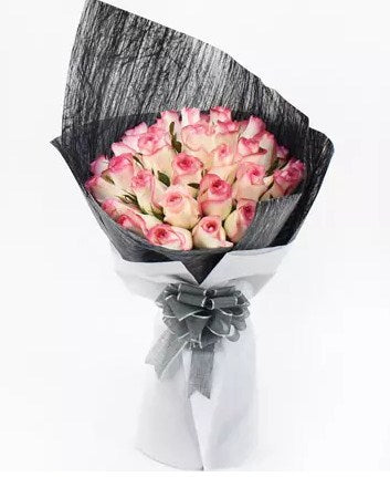 35 Dual Shade Pink Roses Designer Bouquet