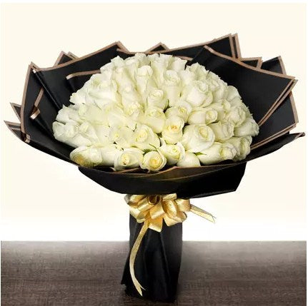 50 white Beauty Roses Bouquet