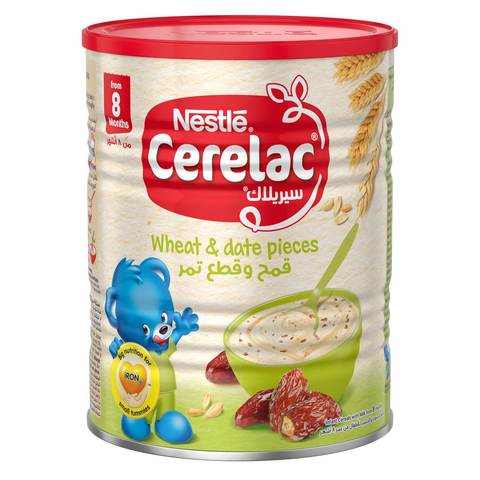 Nestle Cerelac From 8 Months, Wheat and Date Pieces with Milk Infant Cereal Tin 400g