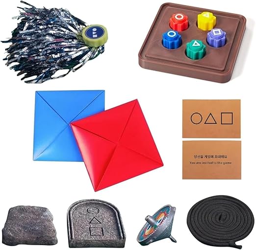 Gonggi Korean Game Squid Gongi Game Pack, Folk Dice Stone Catching Game Jebi Kicks, Gong-gi, Biseokchigi, Paeng-y, DDAKJI, Hand Eye Coordination Training Toy (All Game Set)