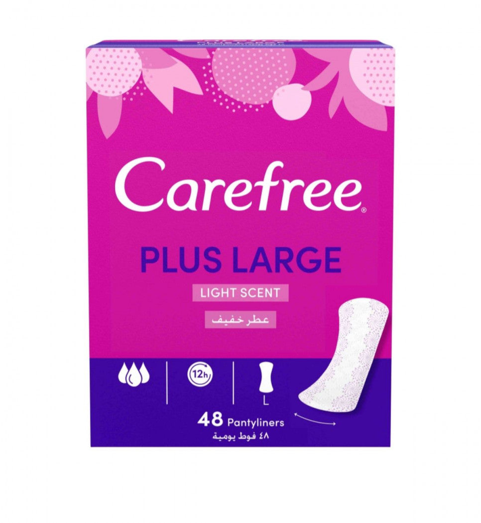 Carefree Panty Liners, Plus Large, Light Scent, Pack Of 48