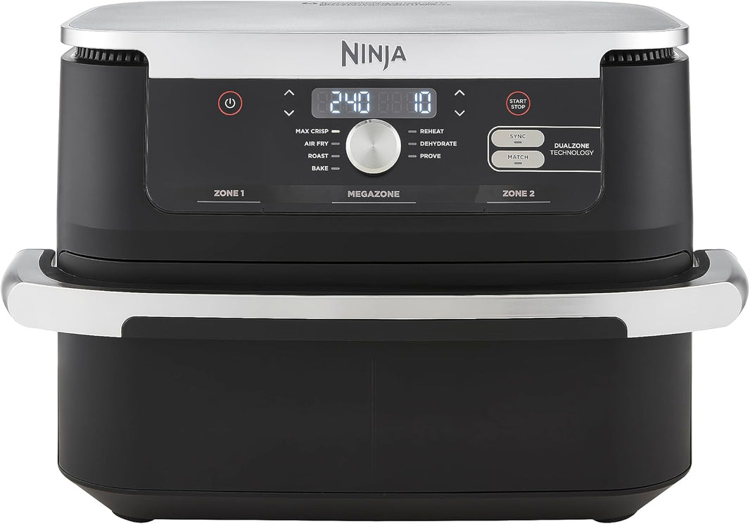 Ninja Foodi FlexDrawer Air Fryer, Dual Zone with Removable Divider, Large 10.4L Drawer, 7-in-1, Air-Fryer Uses No Oil, Air Fry, Roast, Bake, Max Crisp, Black AF500ME, 2 Years Warranty