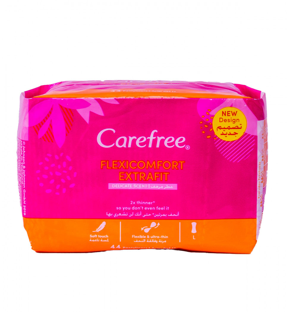 Carefree Panty Liners, Flexicomfort, Extrafit, Delicate Scent, Pack Of 44