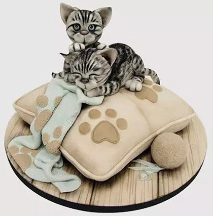 Adorable Cats Chocolate Cake