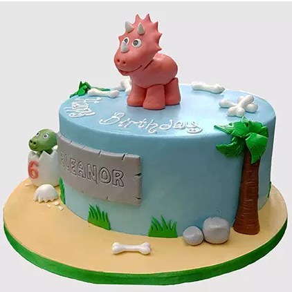 Adorable Dinosaur Fondant Chocolate Cake