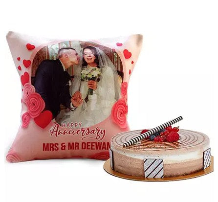 Anniversary Cushion with Triple Choco Cake