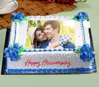 Anniversary Floral Photo Cake- Truffle Half Kg