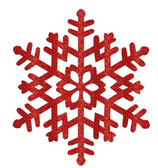 Apple Red Large Snowflake Plastic Decoration 15in