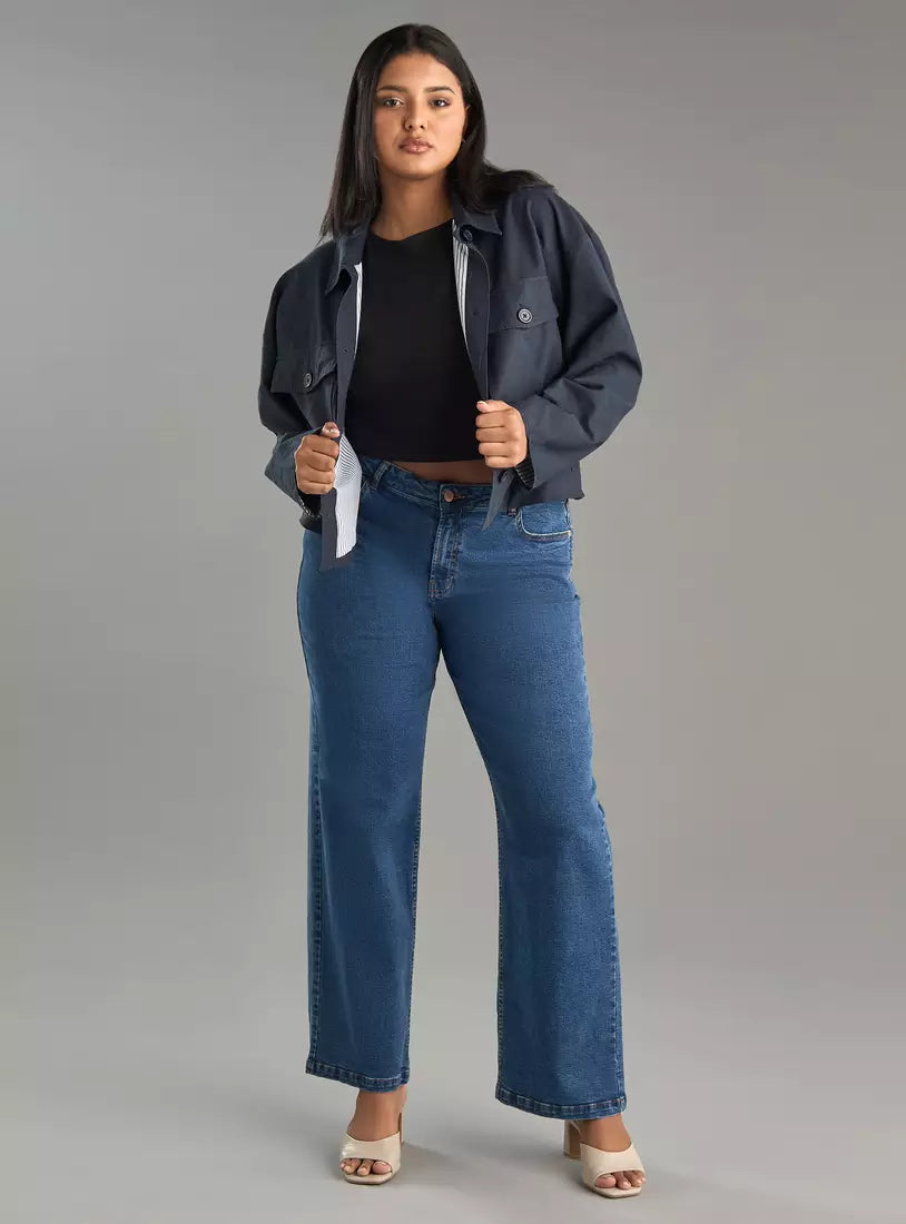 Plain Linen Blend Crop Jacket