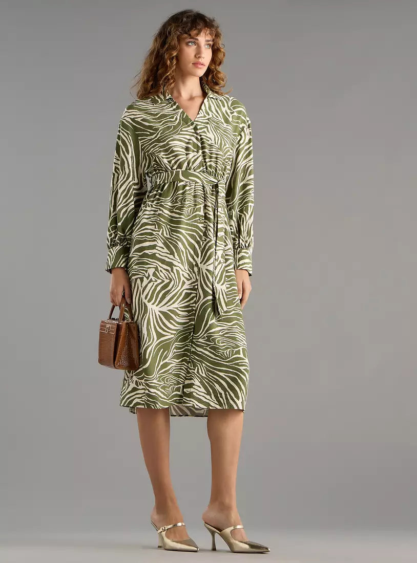 All-Over Print Viscose Shirt Dress