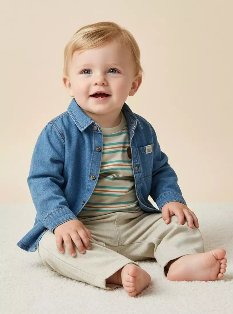 Denim Shirt with T-shirt and Pants