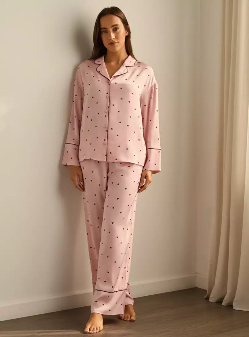 Heart Print Pyjama Set