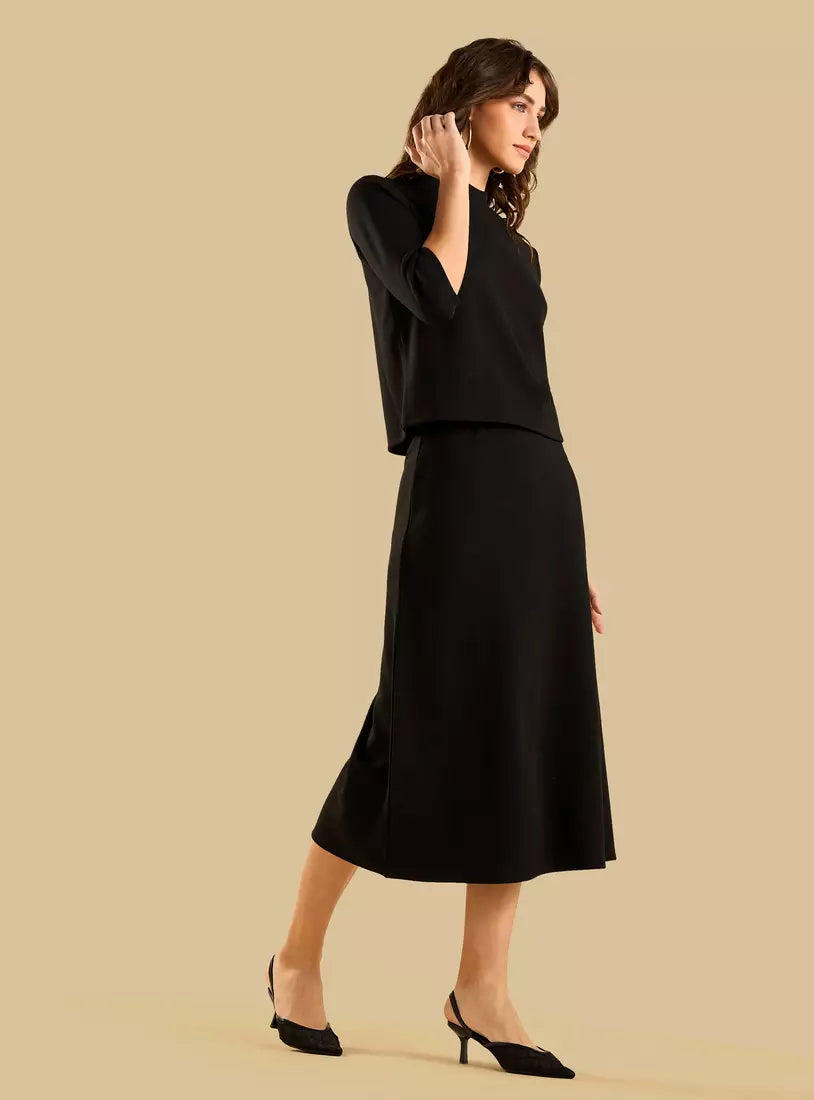High Neck Top with 3/4 Sleeves