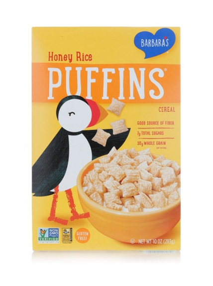 Barbara\'s Puffins gluten free honey rice cereal 283g