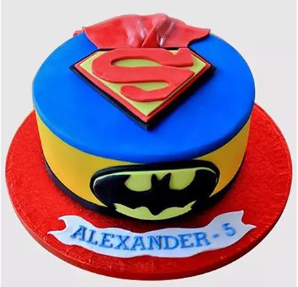Batman Superman Fondant Chocolate Cake