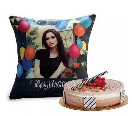 Birthday Balloon Cushion with Triple Choco Cake