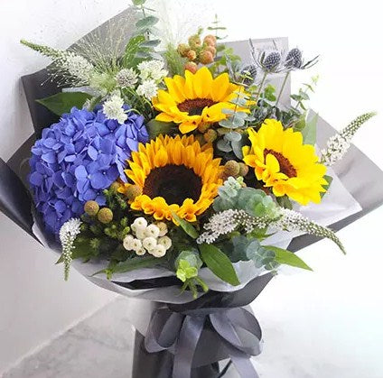 Blooming Mixed Flowers Beautifully Wrapped Bouquet