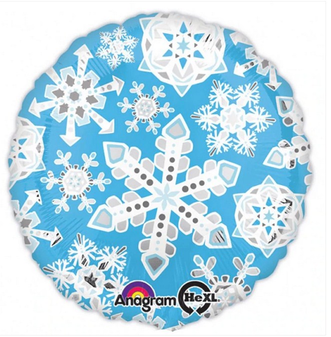 Blue & White Frosty Snowflakes Foil Balloons 18in